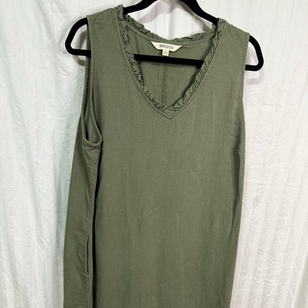 Briggs Summer Dress V-Neck Olive in Color Size XXL